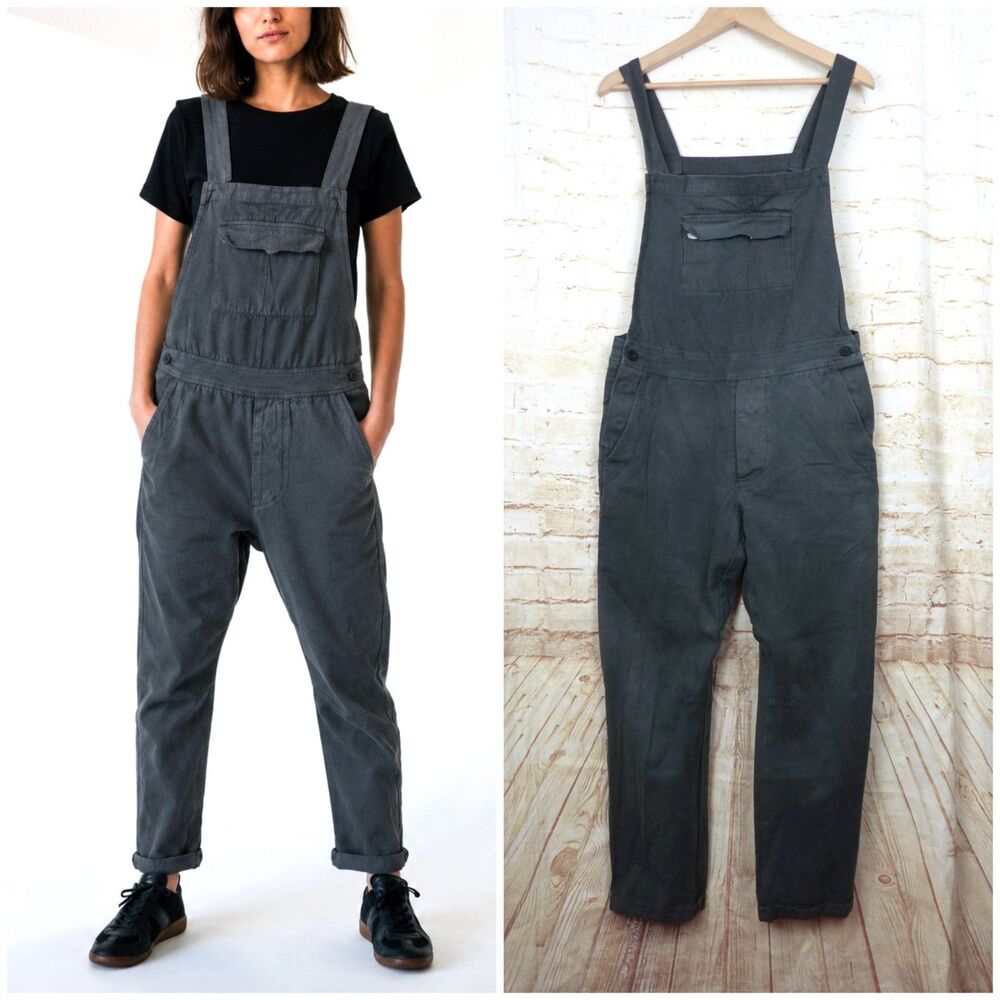 Seeker Canvas Overalls Womens L US 32 Gray Hemp Cotton Utility Workwear Made USA